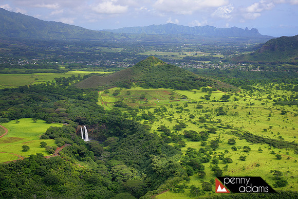 Looking North Above Wailua Falls, Kauai, Hawaii