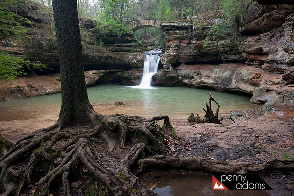 Upper Falls in Spring, Old Man's Cave Area, Hocking Hills State Park, Ohio