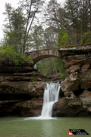 Upper Falls in Spring, Old Man's Cave Area, Hocking Hills State Park, Ohio