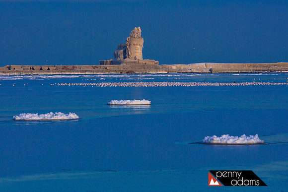 Cleveland Harbor West Pierhead Light and Ice
