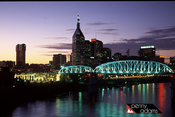 Downtown Nashville at Dusk, Cumberland River, Tennessee