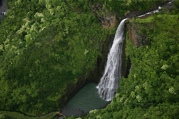 Aerial View of Manawaipuna Falls, Kauai, Hawaii