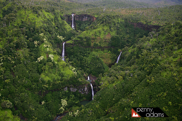 Waterfalls, Hanapepe Valley From Above, Kauai, Hawaii
