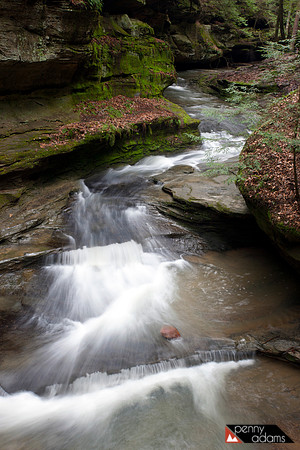 Cascading Waterfalls Along Old Man's Cave Trail, Hocking Hills State Park, Ohio