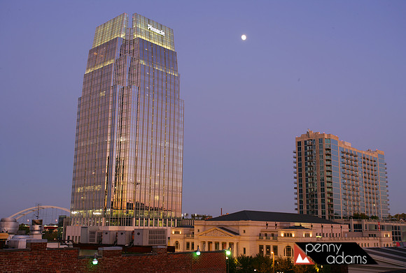 Full Moon Over South of Broadway District (SOBRO), Nashville, Tennessee