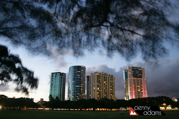 Honolulu at Dusk, Oahu, Hawaii