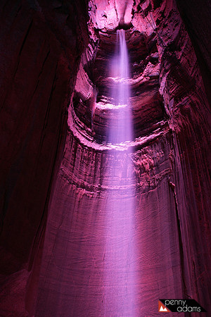 Vertical of Ruby Falls in Pink, Lookout Mtn, Chattanooga, Tennessee