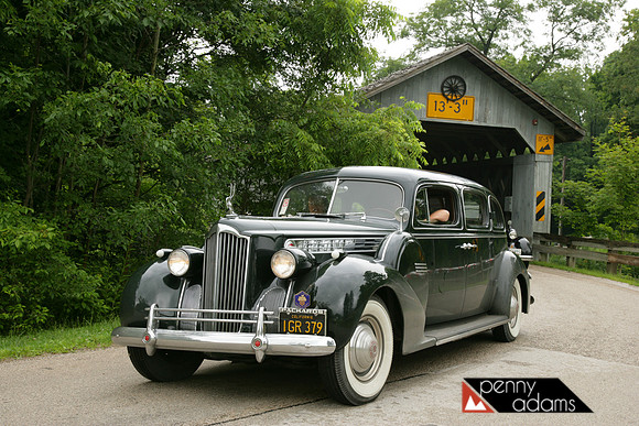 Vintage Packards and the Doyle Road Covered Bridge, Ashtabula County, Ohio