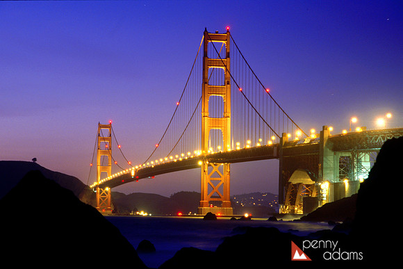 Golden Gate Bridge at Dusk From Baker Beach, San Francisco, California