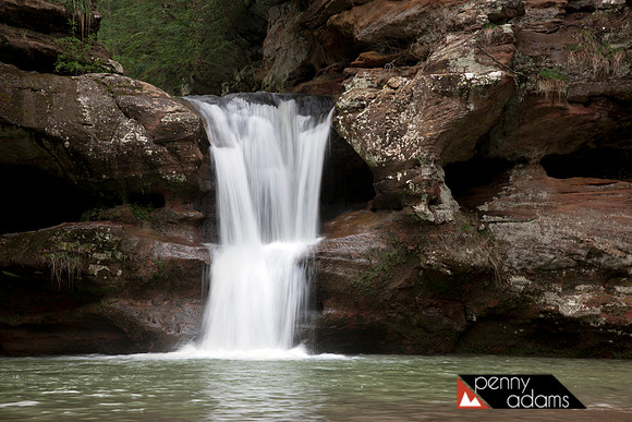 Upper Falls in Spring, Old Man's Cave Area, Hocking Hills State Park, Ohio