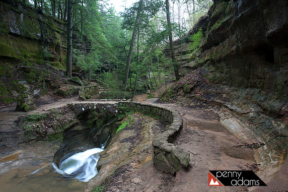 Old Man's Cave Trail and Waterfall "Devil's Bathtub", Hocking Hills State Park, Ohio