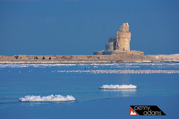 Cleveland Harbor West Pierhead Lighthouse in Ice after an Early Winter Storm