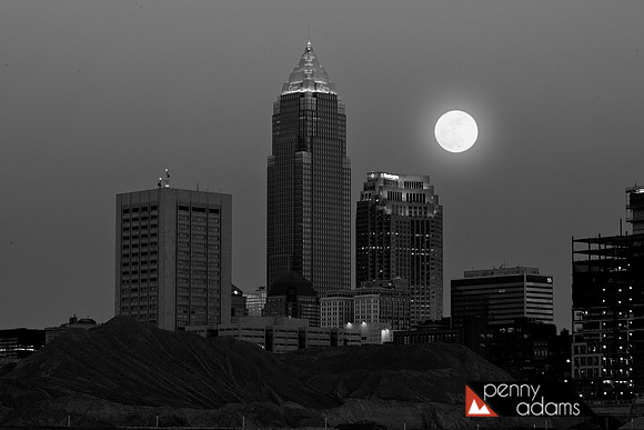 Cleveland Rising in Black and White, From Wendy Park, Cleveland, Ohio